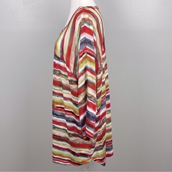 NWT New Directions striped scoop neck 3/4 sleeve knit tunic top, size 3X. - Picture 2 of 10